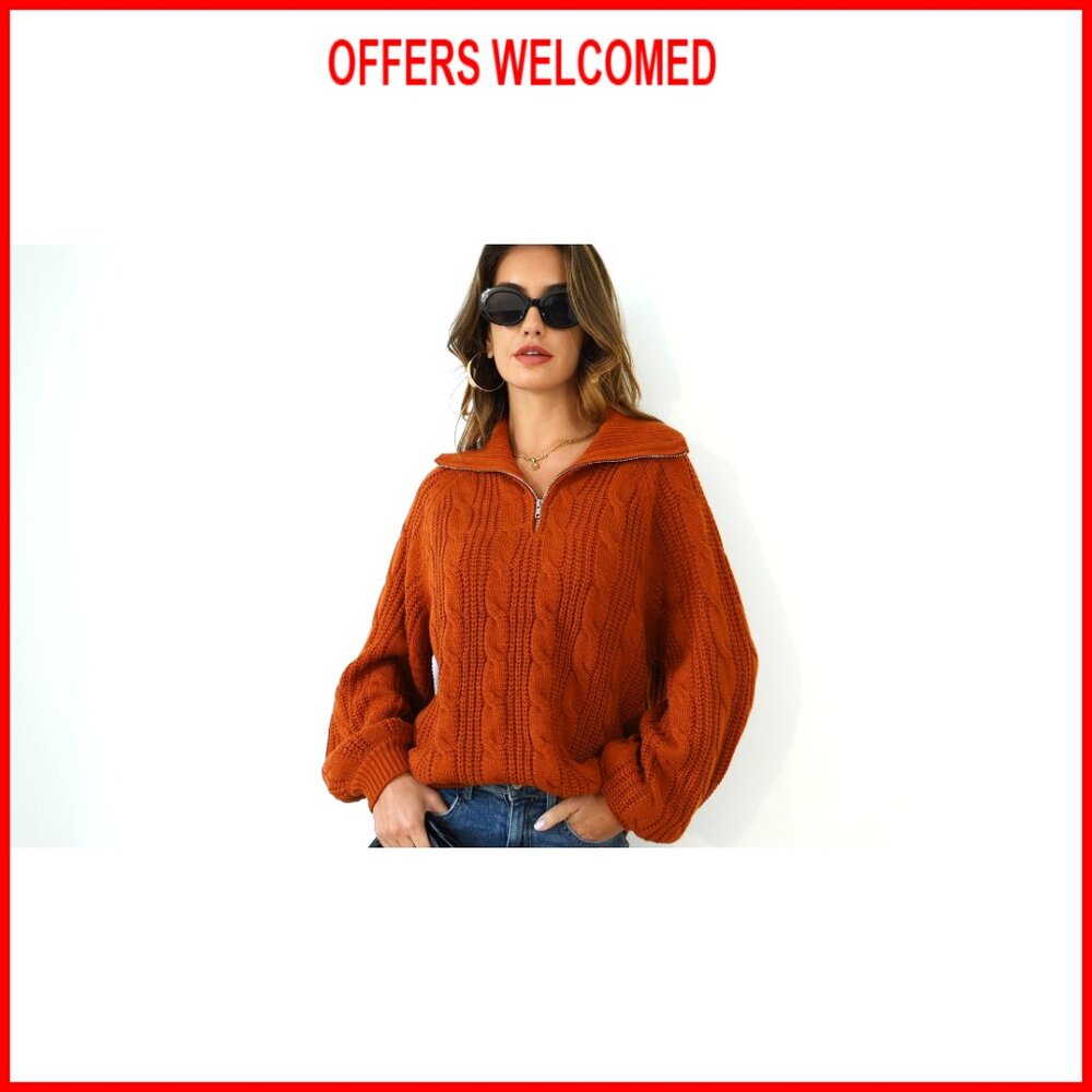 Quarter Zip Pullover Collared Cable Knit Sweater … - image 7